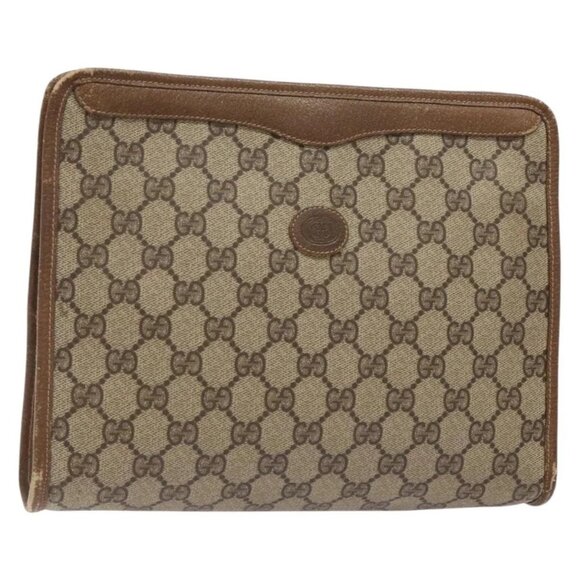 GUCCI GG Supreme Clutch Bag PVC Beige 97 01 038 Auth ep10297 - Picture 1 of 16